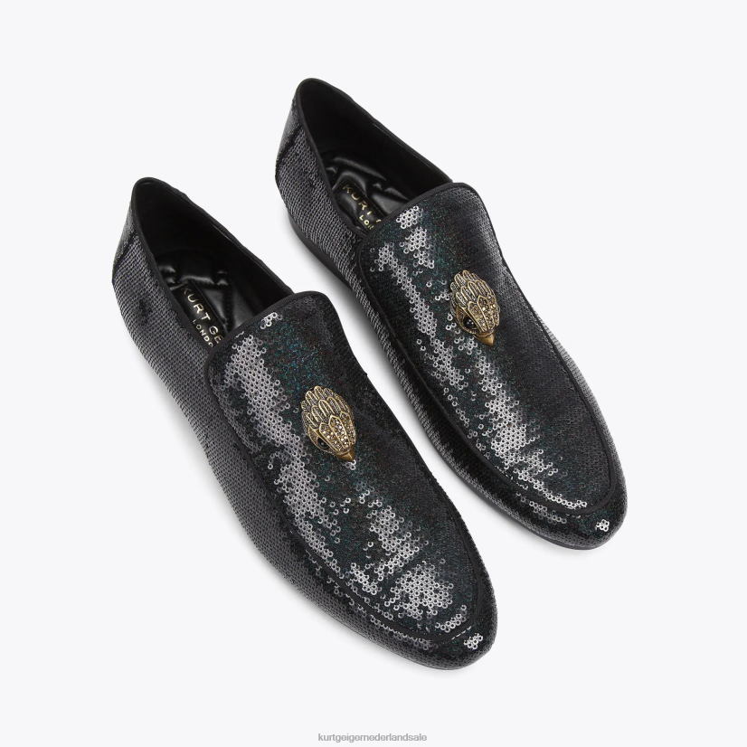 Heren Kurt Geiger N206R633 Londen Hugh Eagle pailletten zwart groen | schoenen