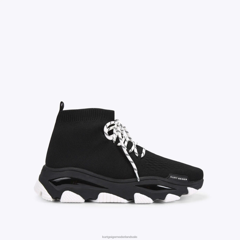 Heren Kurt Geiger N206R610 Londen lettie gebreide kant zwart wit | schoenen
