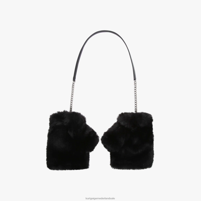 vrouwen Kurt Geiger N206R508 Vingerloze handschoenen van London Poppy zwart | accessoires