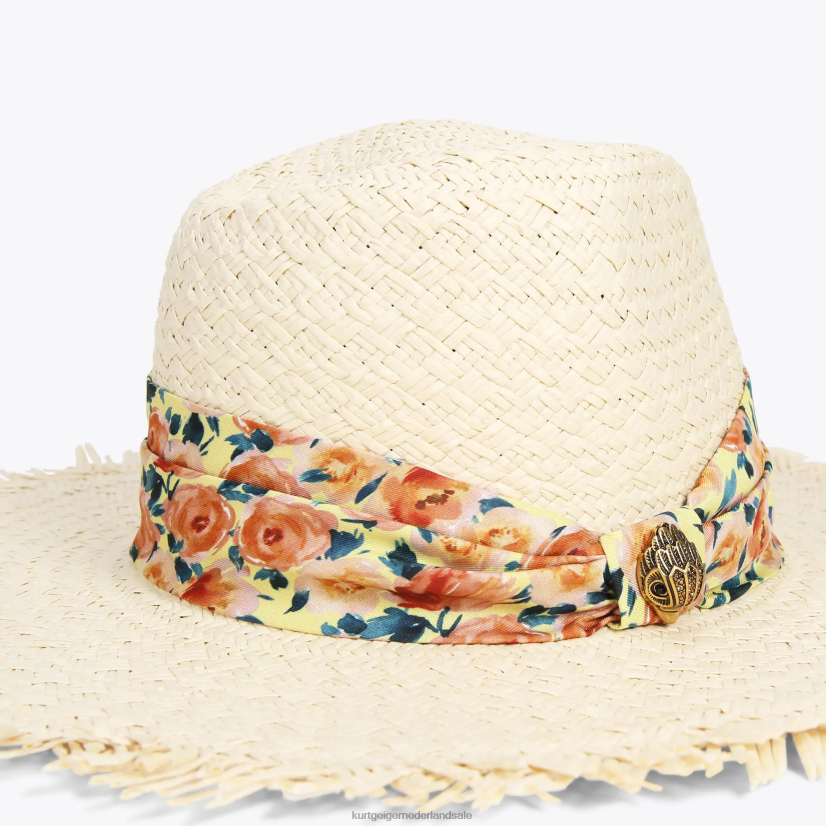 vrouwen Kurt Geiger N206R460 London stroband fedora hoed beige combinatie | accessoires