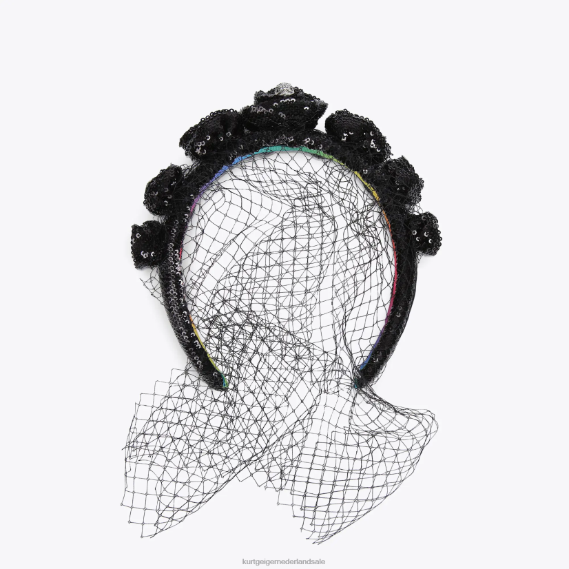 vrouwen Kurt Geiger N206R518 Londen pailletten hoofdband zwart | accessoires