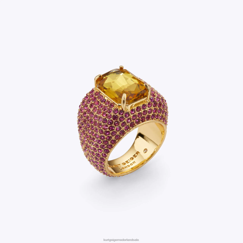 vrouwen Kurt Geiger N206R526 Londen xl kristallen pave ring fushia | accessoires
