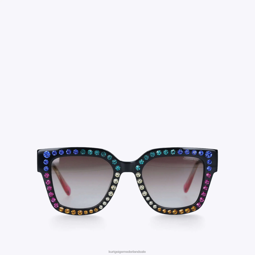 vrouwen Kurt Geiger N206R216 London Jewel regenboogzonnebril zwart | accessoires