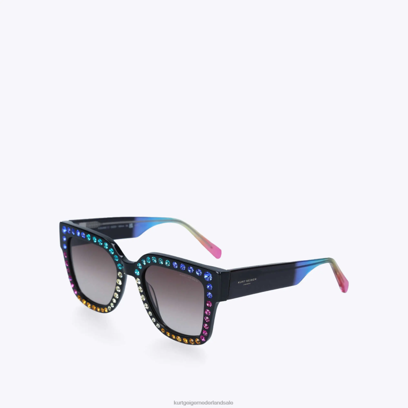 vrouwen Kurt Geiger N206R216 London Jewel regenboogzonnebril zwart | accessoires