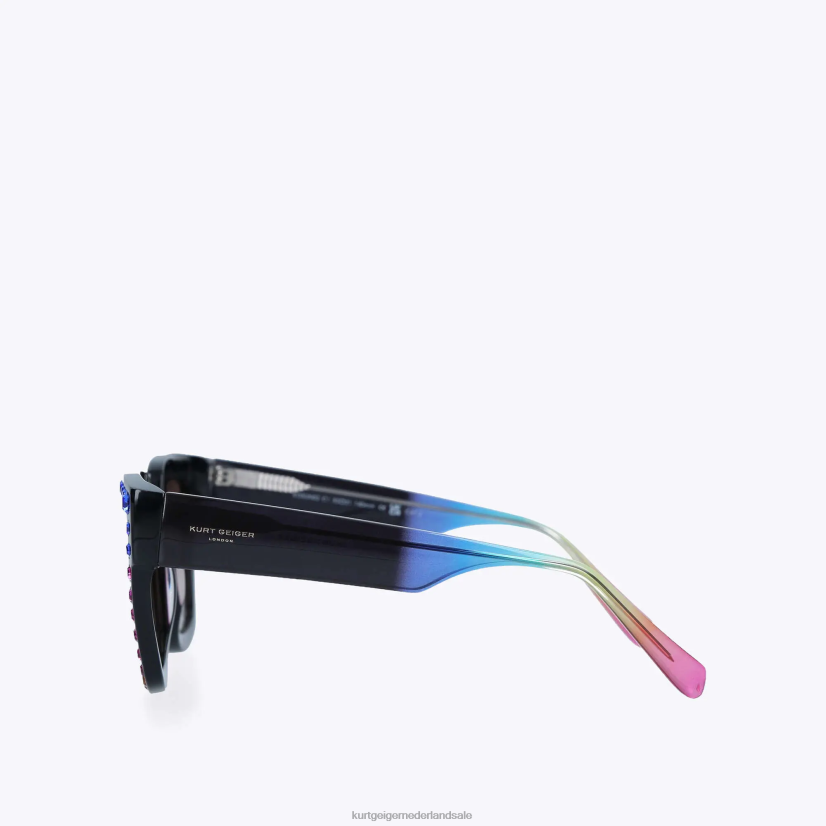 vrouwen Kurt Geiger N206R216 London Jewel regenboogzonnebril zwart | accessoires