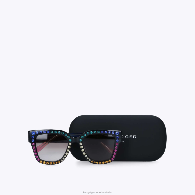 vrouwen Kurt Geiger N206R216 London Jewel regenboogzonnebril zwart | accessoires