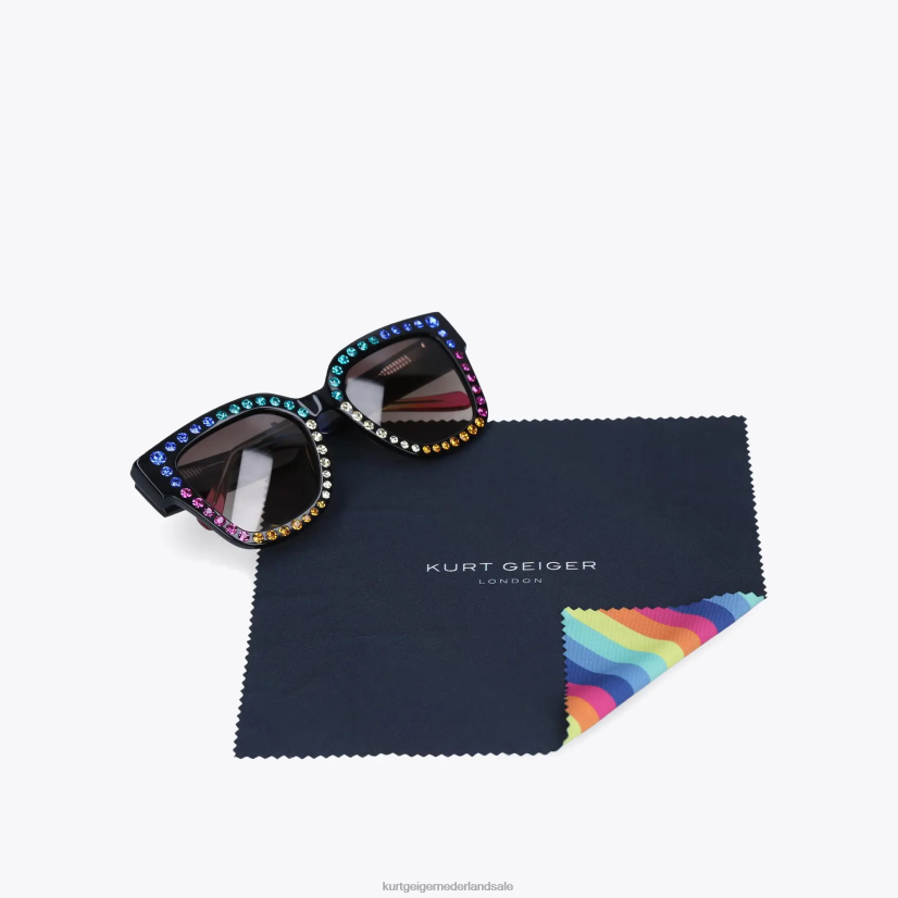 vrouwen Kurt Geiger N206R216 London Jewel regenboogzonnebril zwart | accessoires