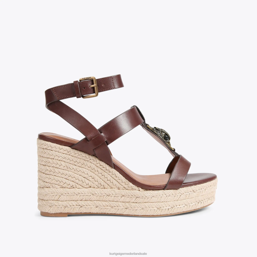 vrouwen Kurt Geiger N206R426 london hampton t-bar espadrille bruin | schoenen