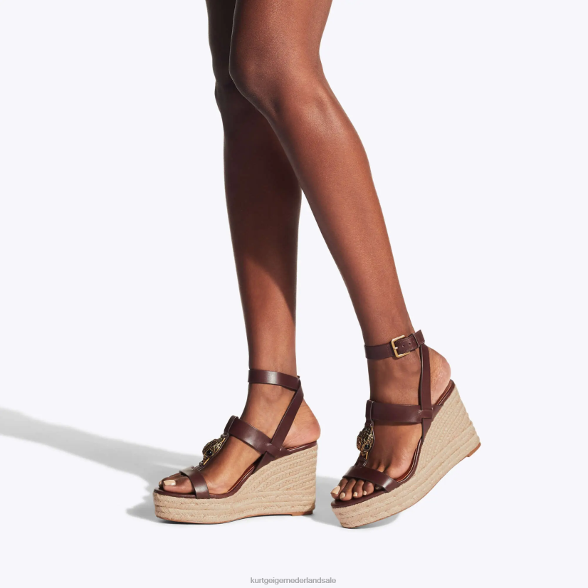 vrouwen Kurt Geiger N206R426 london hampton t-bar espadrille bruin | schoenen