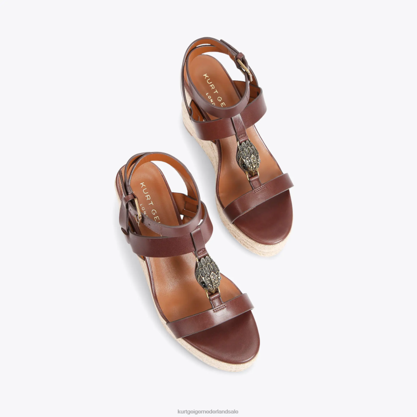 vrouwen Kurt Geiger N206R426 london hampton t-bar espadrille bruin | schoenen