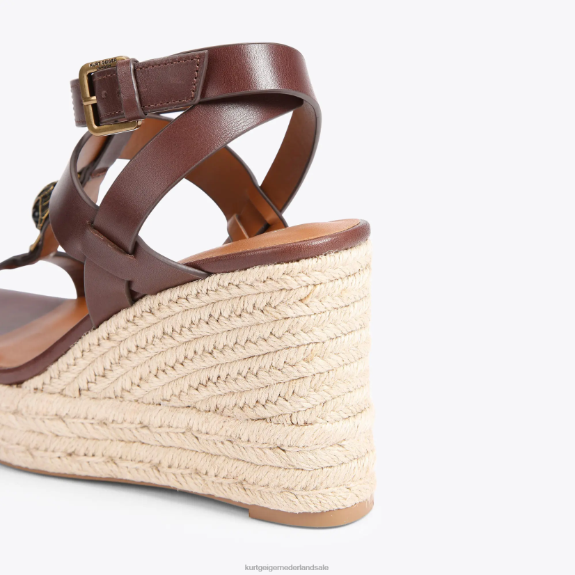 vrouwen Kurt Geiger N206R426 london hampton t-bar espadrille bruin | schoenen