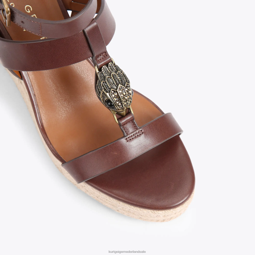 vrouwen Kurt Geiger N206R426 london hampton t-bar espadrille bruin | schoenen