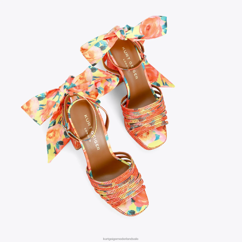 vrouwen Kurt Geiger N206R288 London pierra platform met enkelbandje oranje | schoenen
