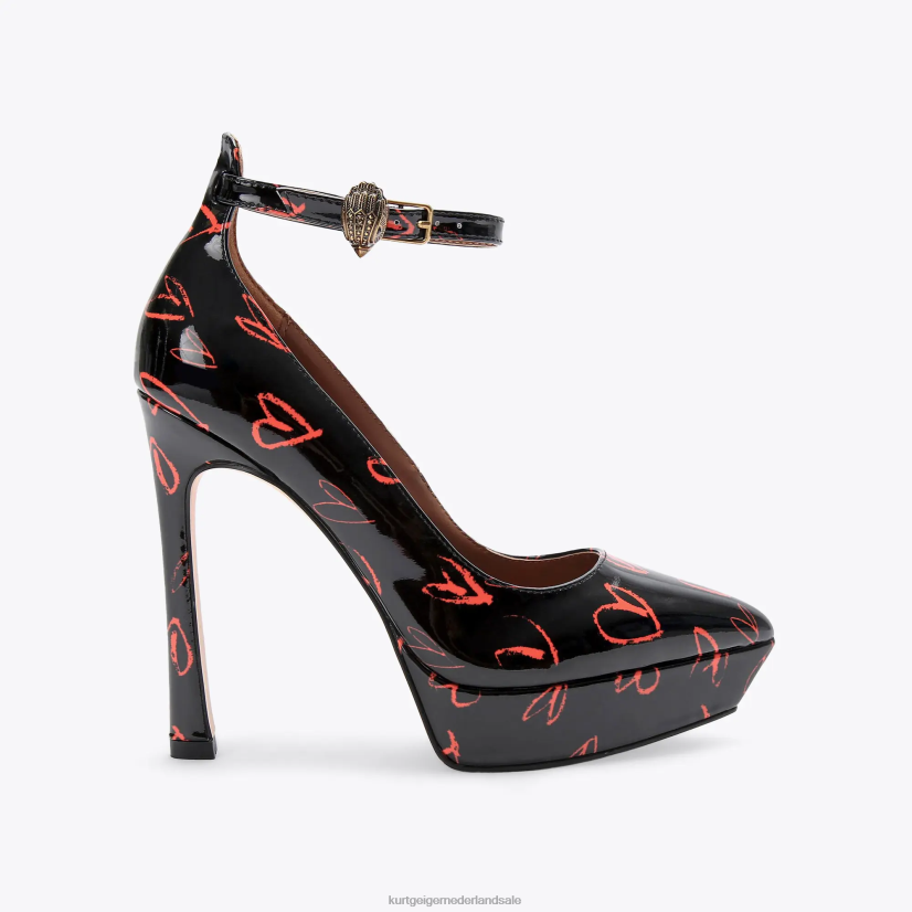 vrouwen Kurt Geiger N206R408 Londen Shoreditch Platform Court zwart rood | schoenen