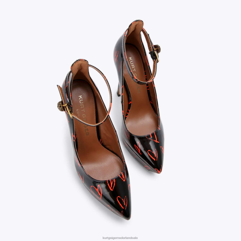 vrouwen Kurt Geiger N206R408 Londen Shoreditch Platform Court zwart rood | schoenen