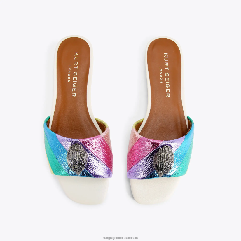 vrouwen Kurt Geiger N206R225 Londen Kensington platte sandaal metalen combinatie | schoenen