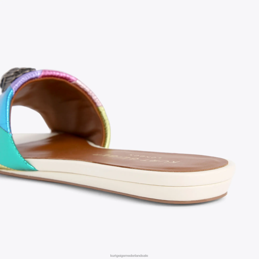 vrouwen Kurt Geiger N206R225 Londen Kensington platte sandaal metalen combinatie | schoenen