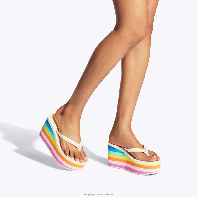 vrouwen Kurt Geiger N206R229 Londen kensington flipflop wedge witte kam | schoenen
