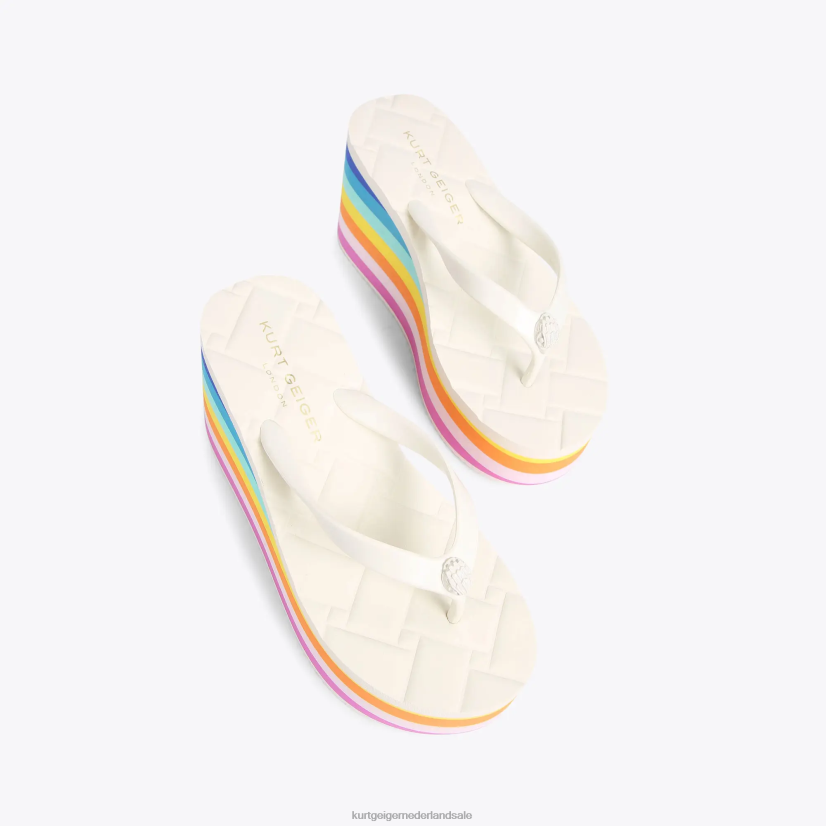 vrouwen Kurt Geiger N206R229 Londen kensington flipflop wedge witte kam | schoenen
