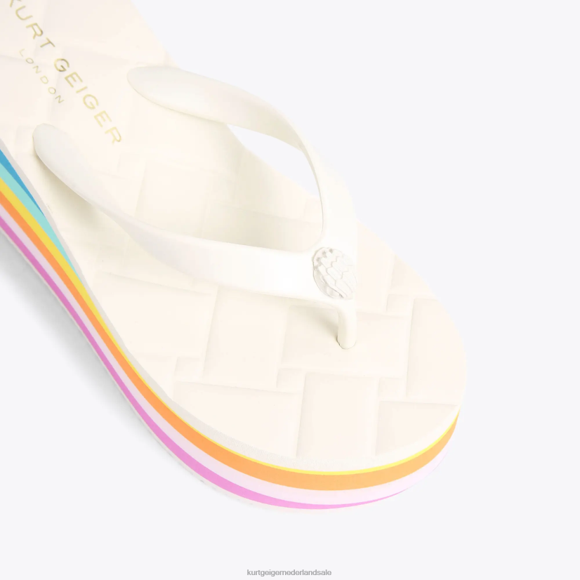 vrouwen Kurt Geiger N206R229 Londen kensington flipflop wedge witte kam | schoenen