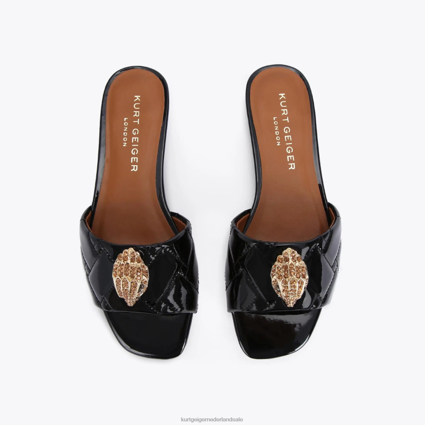 vrouwen Kurt Geiger N206R352 Londen Kensington platte sandaal zwart | schoenen
