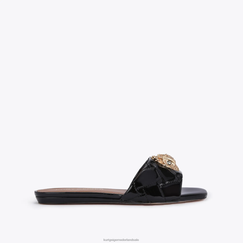 vrouwen Kurt Geiger N206R352 Londen Kensington platte sandaal zwart | schoenen