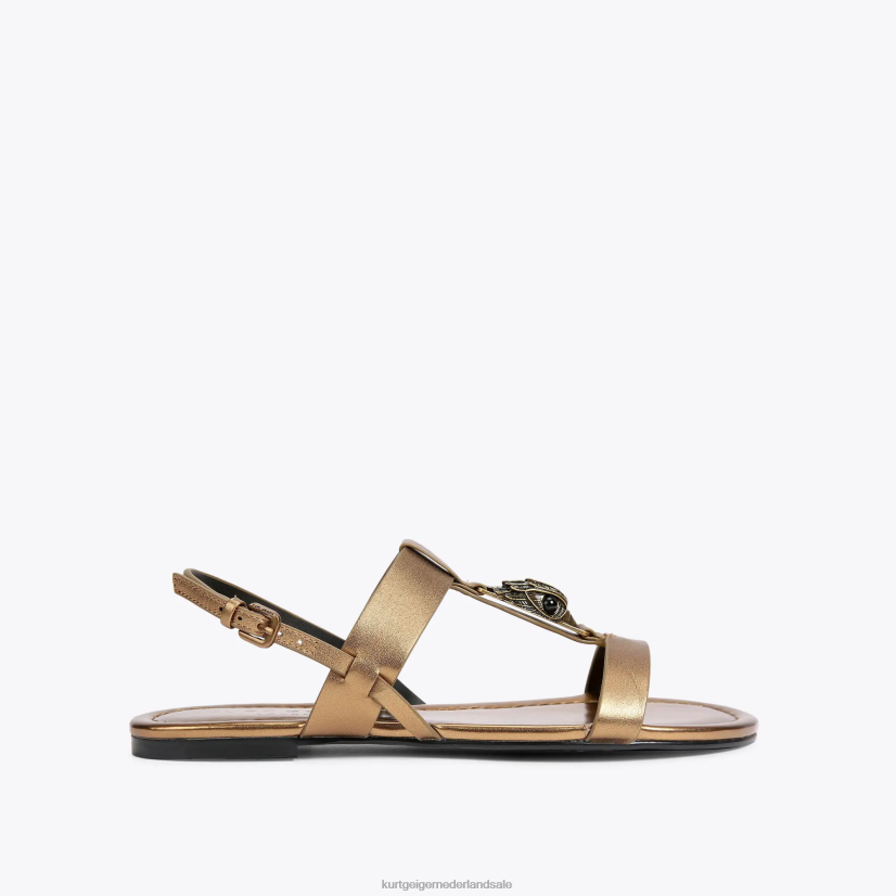 vrouwen Kurt Geiger N206R430 Londen Hampton platte sandaal bronzen | schoenen