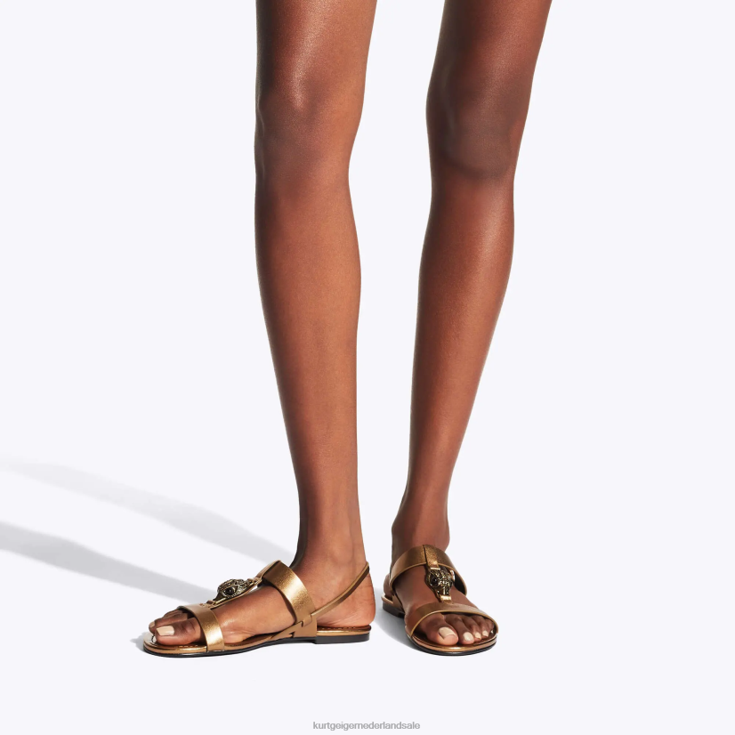 vrouwen Kurt Geiger N206R430 Londen Hampton platte sandaal bronzen | schoenen