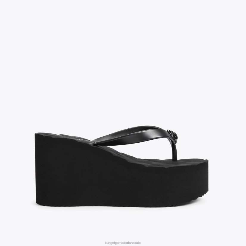 vrouwen Kurt Geiger N206R434 Londen kensington flipflop wedge zwart | schoenen