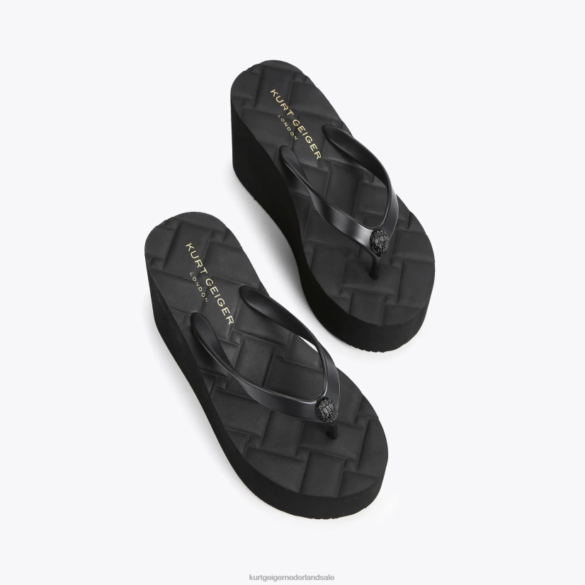 vrouwen Kurt Geiger N206R434 Londen kensington flipflop wedge zwart | schoenen