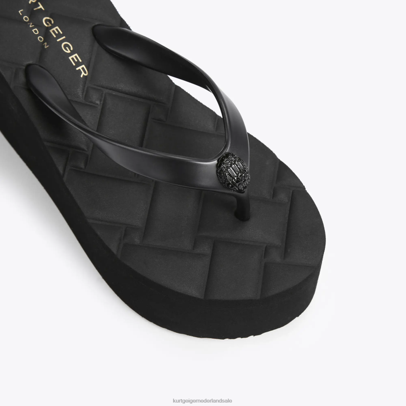 vrouwen Kurt Geiger N206R434 Londen kensington flipflop wedge zwart | schoenen