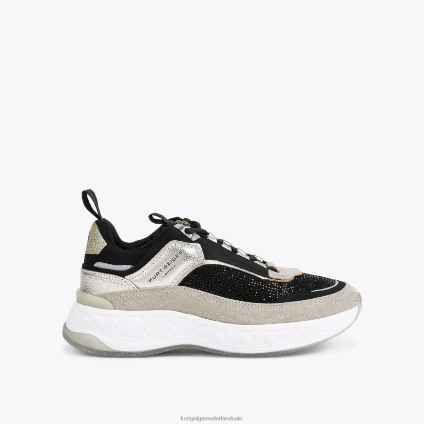 vrouwen Kurt Geiger N206R296 Londen kensington sneaker zwart grijs | schoenen
