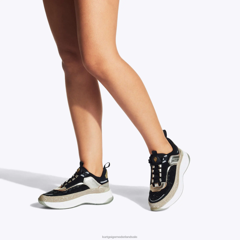vrouwen Kurt Geiger N206R296 Londen kensington sneaker zwart grijs | schoenen