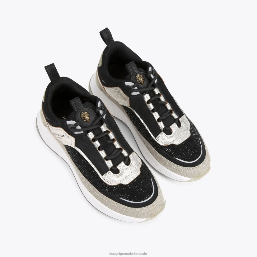 vrouwen Kurt Geiger N206R296 Londen kensington sneaker zwart grijs | schoenen