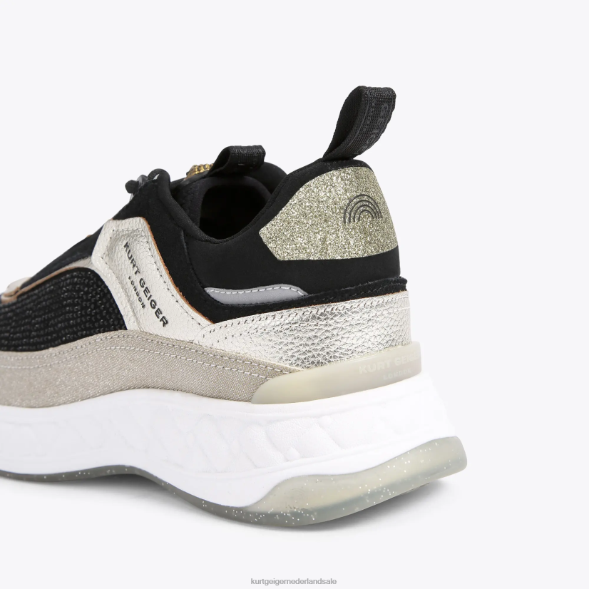vrouwen Kurt Geiger N206R296 Londen kensington sneaker zwart grijs | schoenen