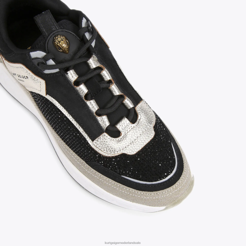 vrouwen Kurt Geiger N206R296 Londen kensington sneaker zwart grijs | schoenen