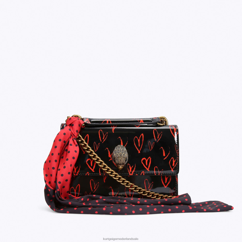 vrouwen Kurt Geiger N206R116 London Shoreditch kleine crossbody zwart rood | Tassen