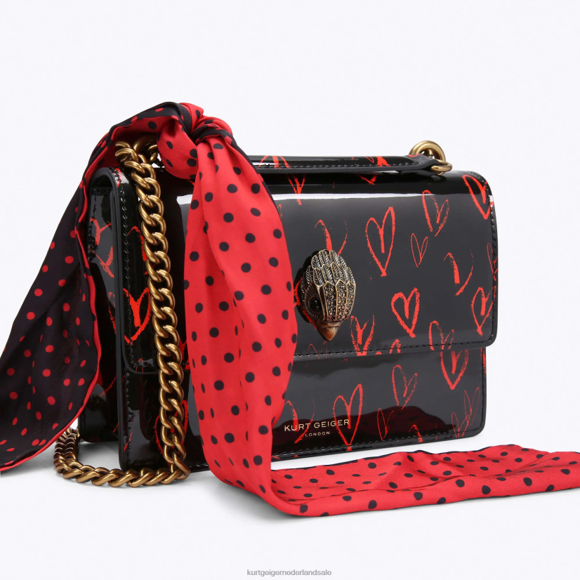 vrouwen Kurt Geiger N206R116 London Shoreditch kleine crossbody zwart rood | Tassen