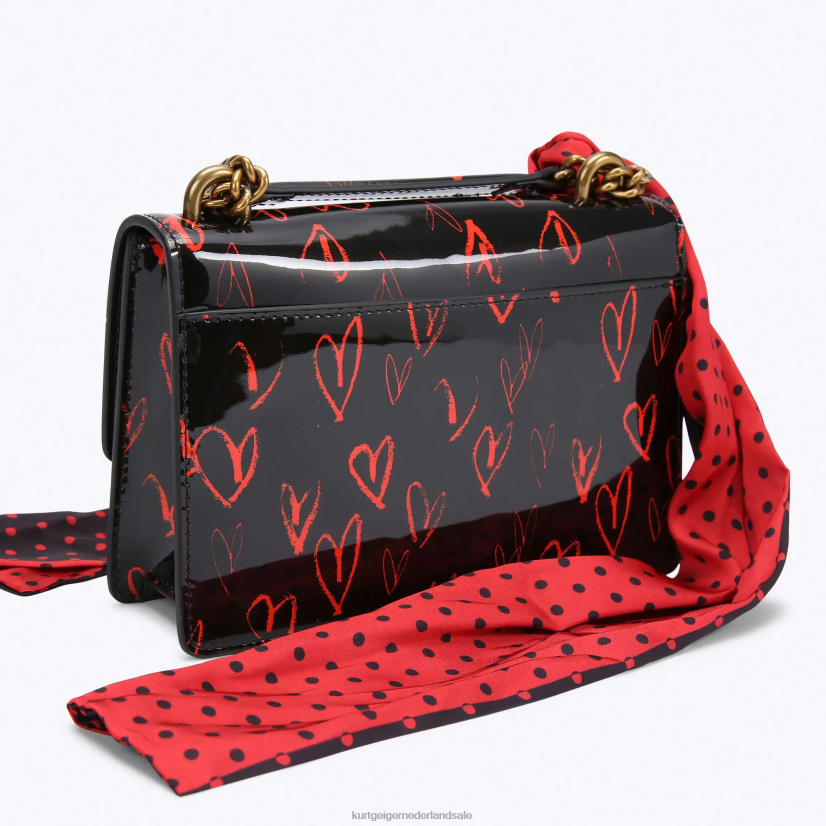 vrouwen Kurt Geiger N206R116 London Shoreditch kleine crossbody zwart rood | Tassen