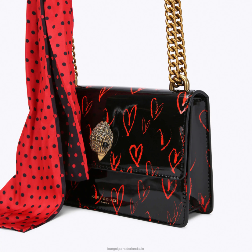 vrouwen Kurt Geiger N206R116 London Shoreditch kleine crossbody zwart rood | Tassen