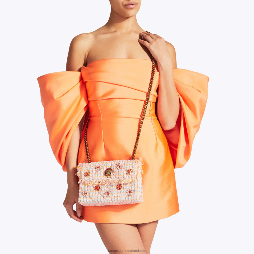 vrouwen Kurt Geiger N206R11 Middelgrote kensington-tas van Londen tweed oranje | Tassen