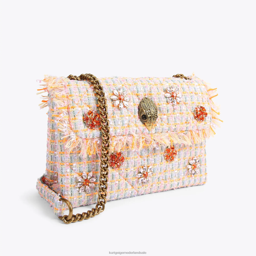 vrouwen Kurt Geiger N206R11 Middelgrote kensington-tas van Londen tweed oranje | Tassen
