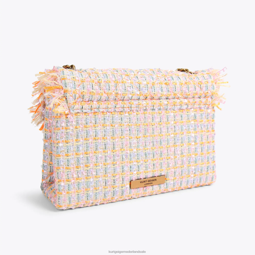 vrouwen Kurt Geiger N206R11 Middelgrote kensington-tas van Londen tweed oranje | Tassen
