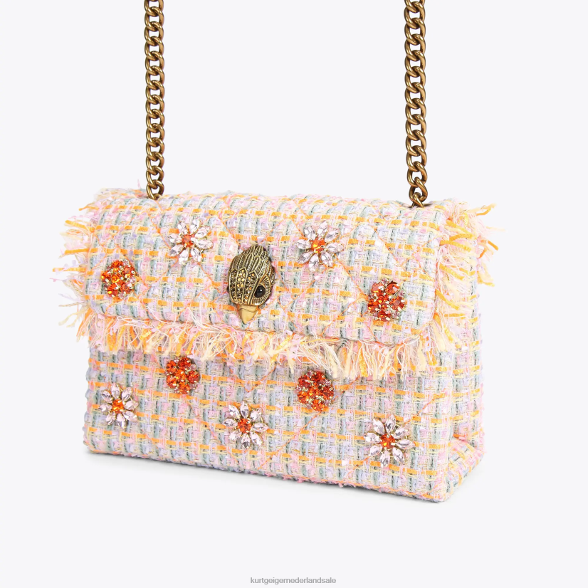 vrouwen Kurt Geiger N206R11 Middelgrote kensington-tas van Londen tweed oranje | Tassen