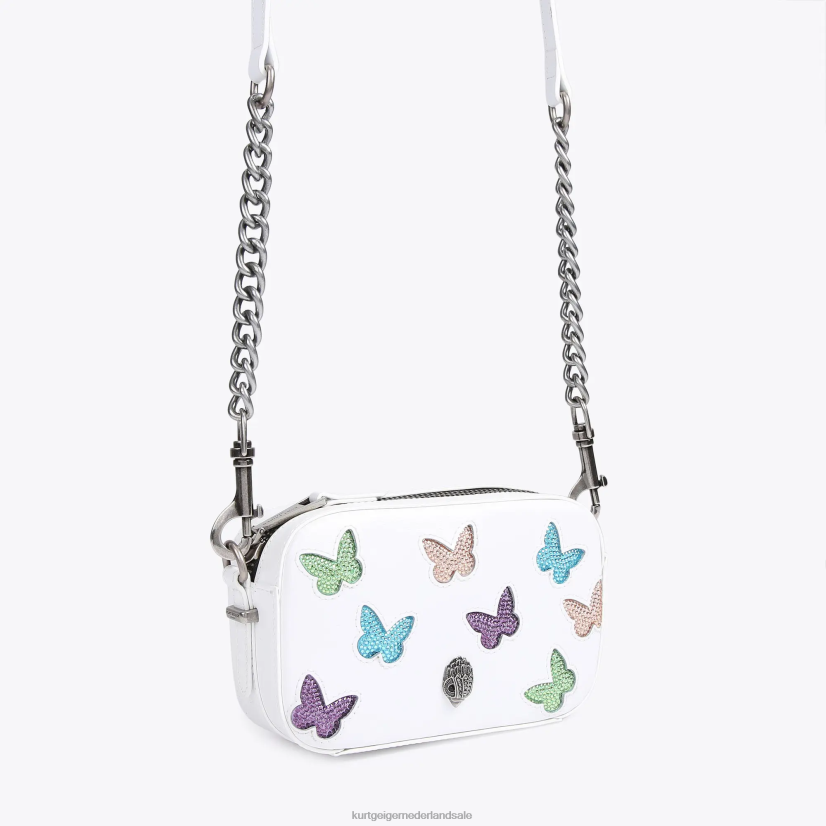 vrouwen Kurt Geiger N206R213 London kleine cameratas vlinder witte kam | Tassen