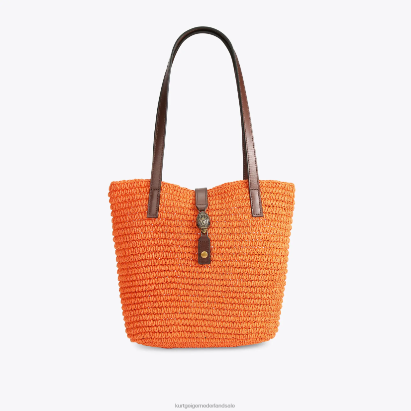 vrouwen Kurt Geiger N206R458 Londen Hampton raffia draagtas oranje | Tassen