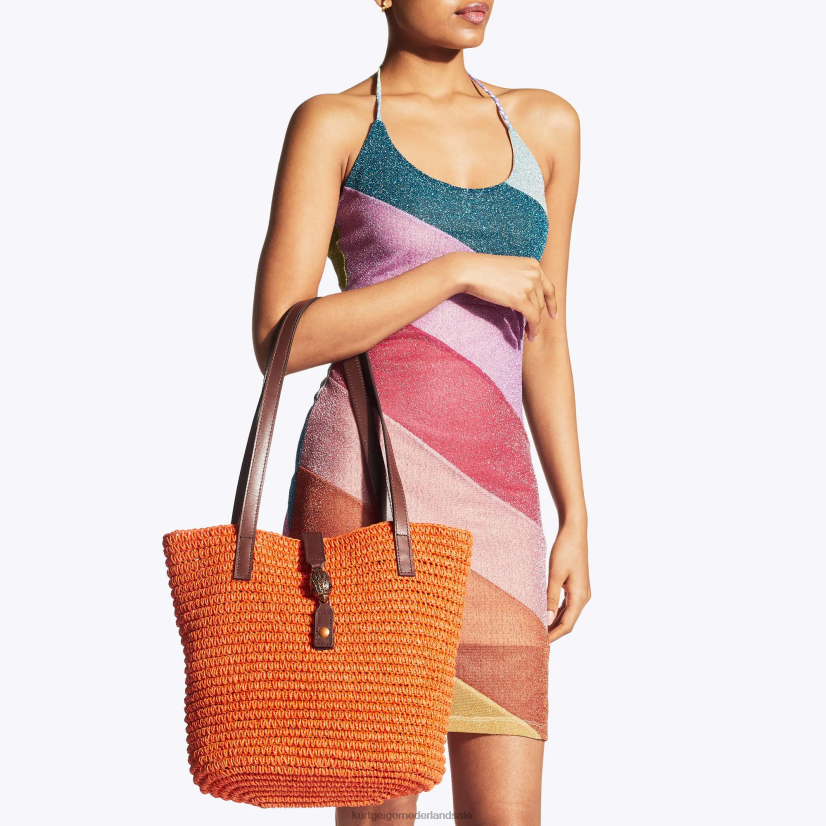 vrouwen Kurt Geiger N206R458 Londen Hampton raffia draagtas oranje | Tassen