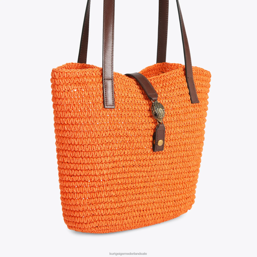vrouwen Kurt Geiger N206R458 Londen Hampton raffia draagtas oranje | Tassen