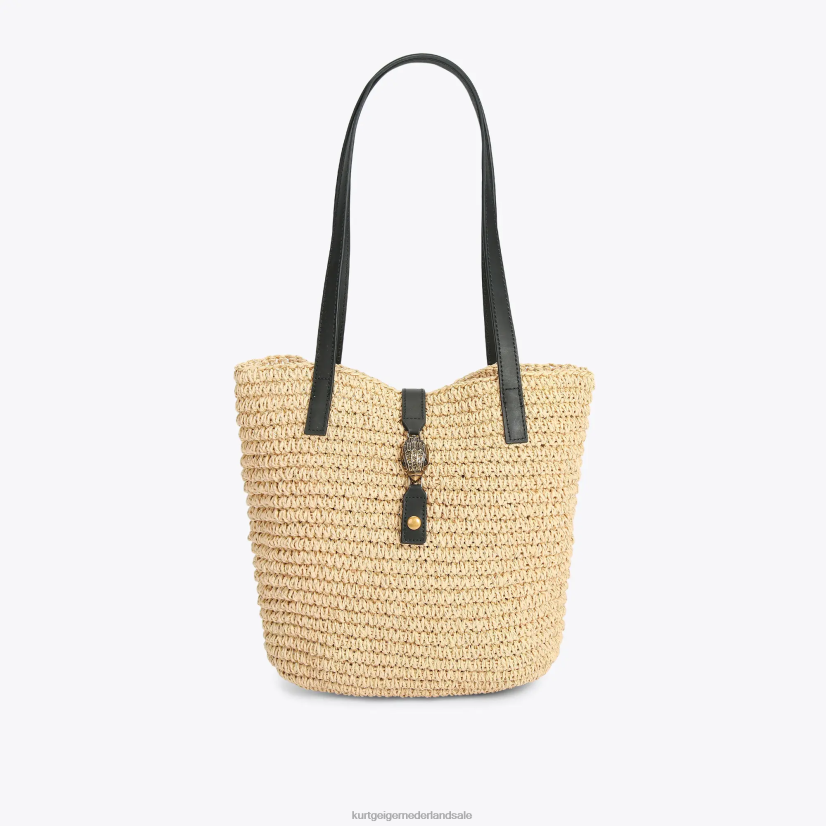 vrouwen Kurt Geiger N206R462 Londen Hampton raffia draagtas beige | Tassen