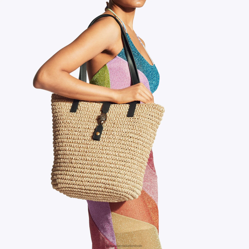 vrouwen Kurt Geiger N206R462 Londen Hampton raffia draagtas beige | Tassen
